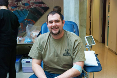 Alex Gross, '16, said donating blood is an easy way to give back.