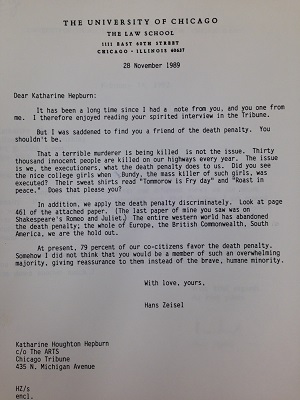 Letter to Katharine Hepburn from Hans Zeisel