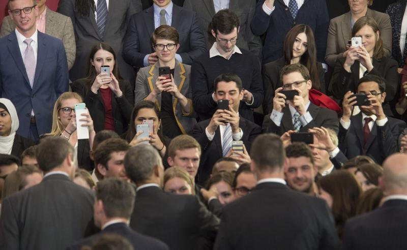 All eyes, and many phones, were on the President.