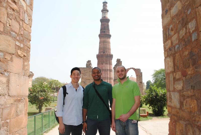 The students at the Qutub Minar in Delhi.