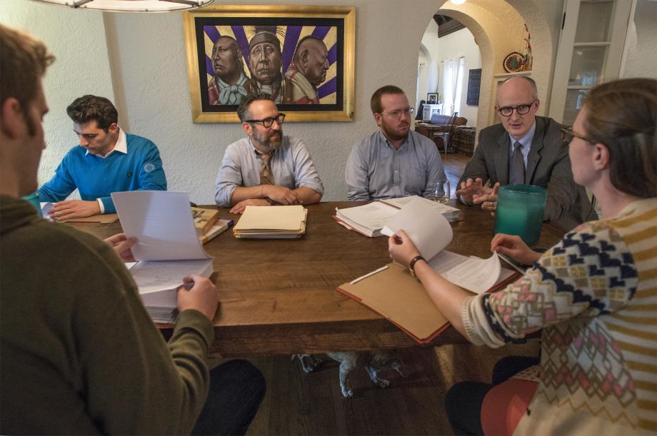 Students meet with Professors Richland and Henderson