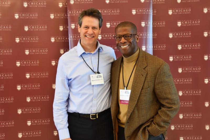 Mark Chutkow and Carl Gilmer-Hill, both ’91, visited the Reunion photo booth in the Green Lounge.