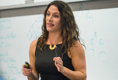Alison Siegler lectures in a classroom