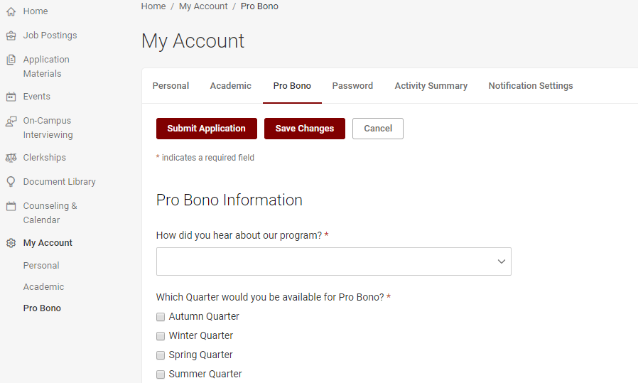 Complete the pro bono pledge before logging hours