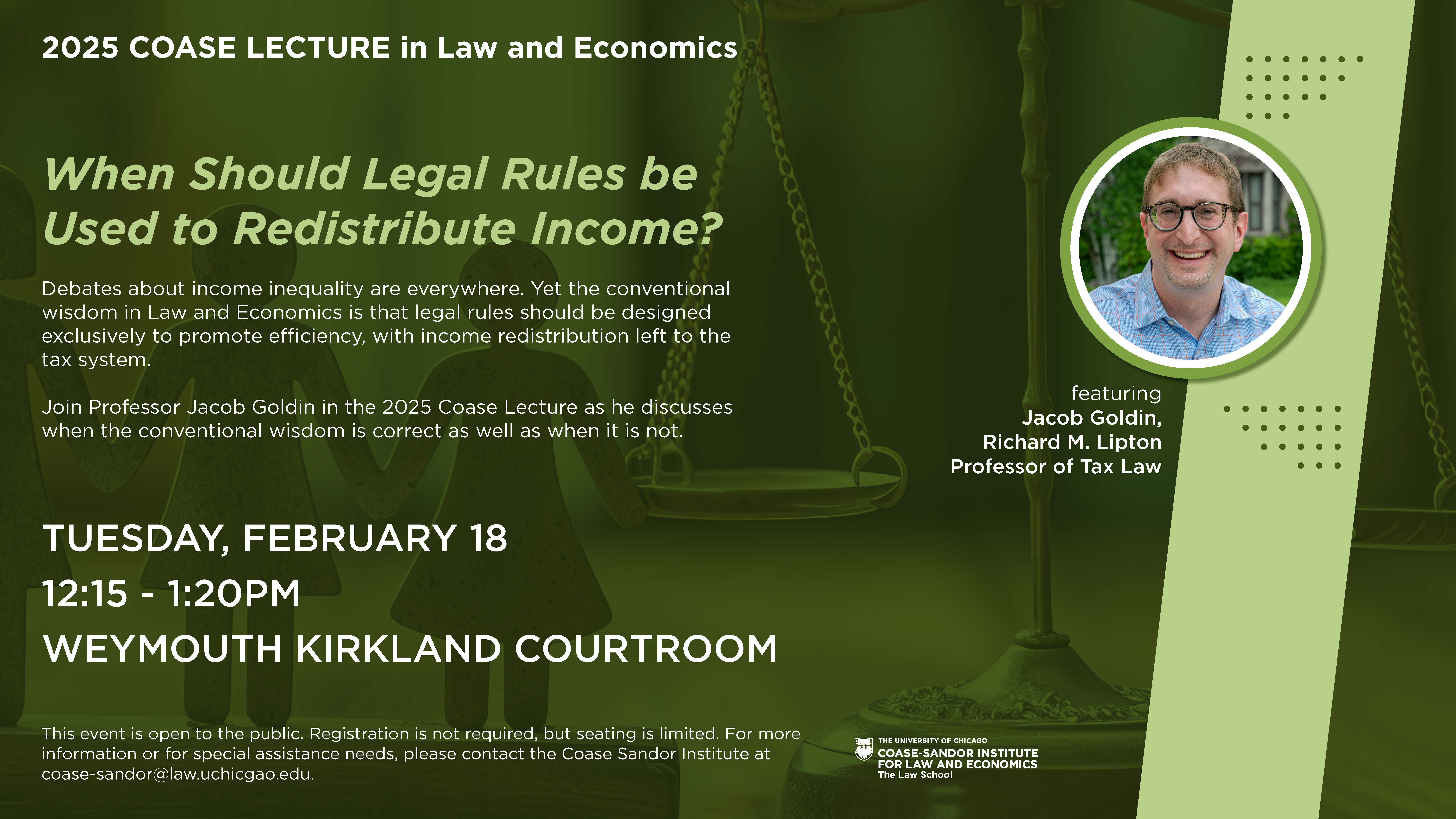 Digital flyer for the 2025 Coase Lecture