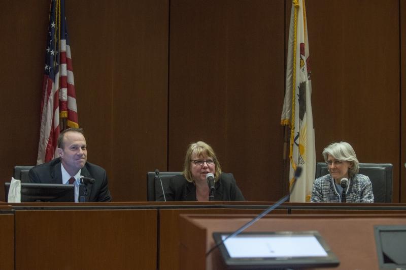 Justices Thomas R. Lee, of the Utah Supreme Court; Allison H. Eid, of the Colorado Supreme Court; and Beth Robinson, of the Vermont Supreme Court, heard arguments in Horne v. Department of Agriculture. 