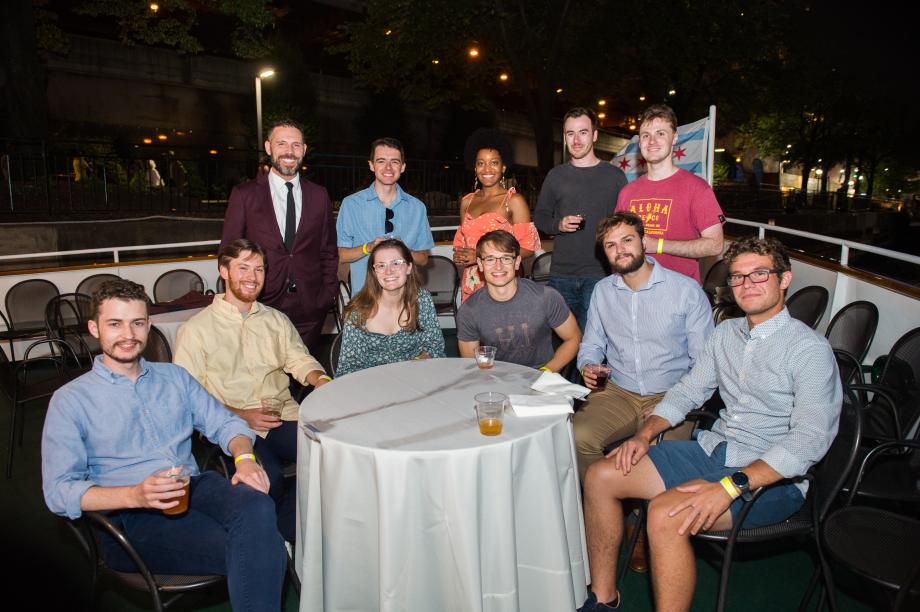 Another group of students pose on the river cruise boat.