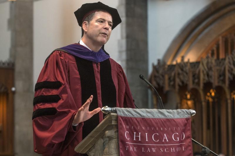 James Comey, '85, Director of the Federal Bureau of Investigation, received the Distinguished Alumnus Award and delivered marks at the Diploma & Hooding Ceremony. James Comey, '85, Director of the Federal Bureau of Investigation, received the Distinguished Alumnus Award and delivered marks at the Diploma & Hooding Ceremony.
