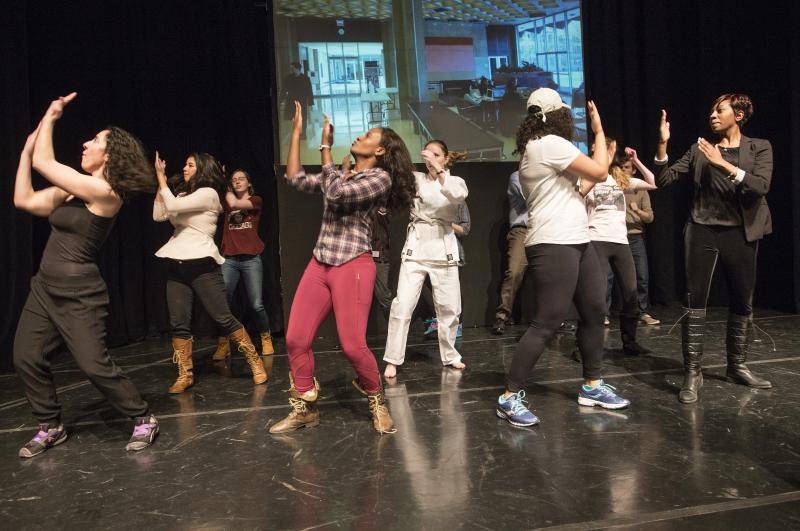 Students rehearse "Good Citations," a dance choreographerd by Ruby Garrett, '16. Students rehearse "Good Citations," a dance choreographerd by Ruby Garrett, '16.