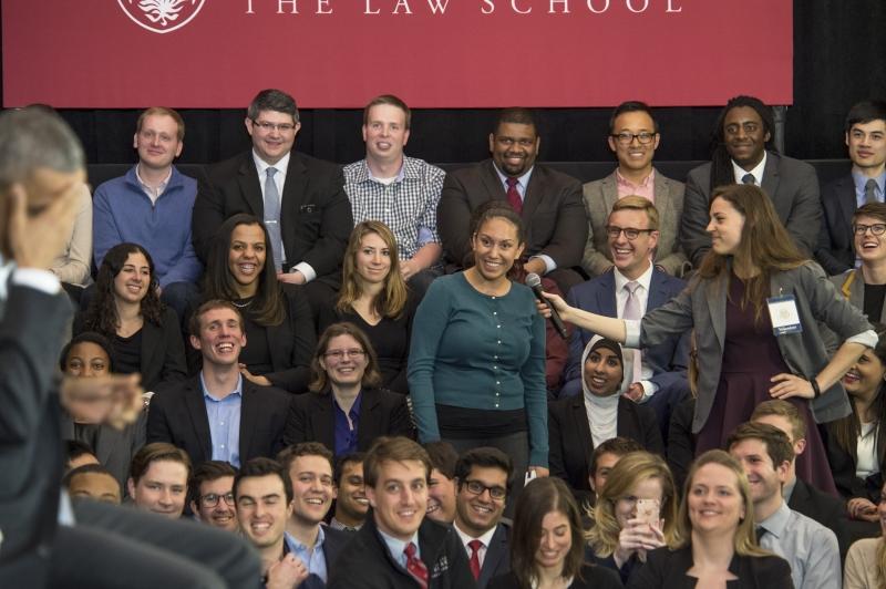 Amelia Garza-Mattia, '18, told Obama that this was the second time she'd asked him a question. The first time he was a senator and she was 15. 