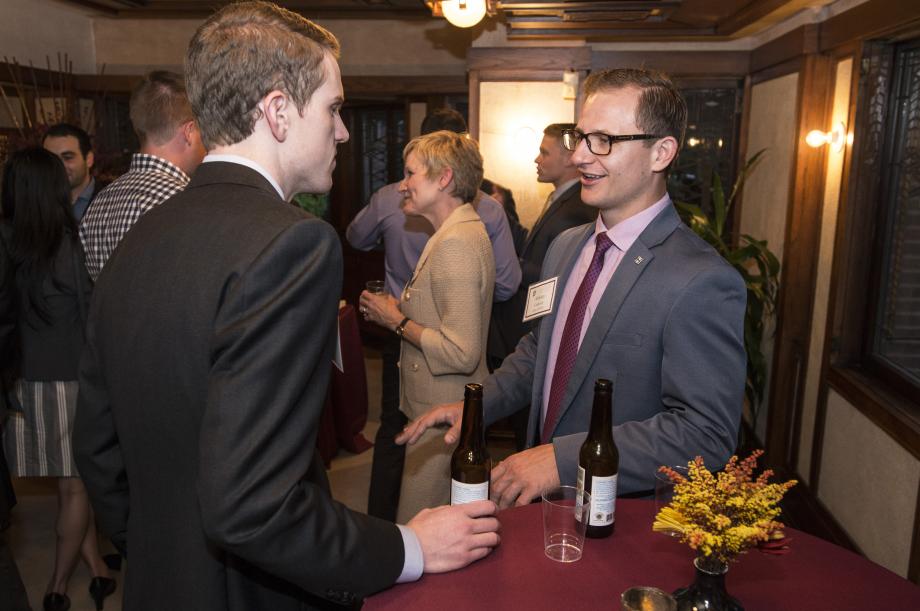 In the fall of 2016, students who were part of the Law School's Doctoroff Business Leadership Program attended a reception at Robie House. In the fall of 2016, students who were part of the Law School's Doctoroff Business Leadership Program attended a reception at Robie House.