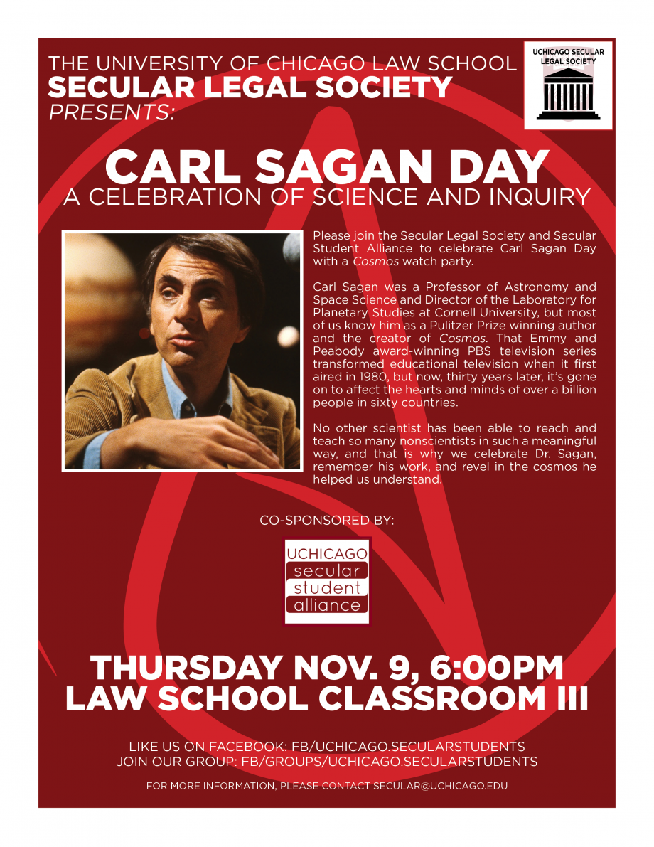 Secular Legal Society - Carl Sagan Day poster