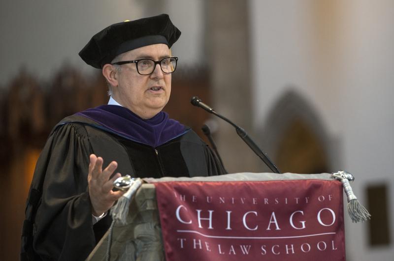 Richard McAdams, Bernard D. Meltzer Professor of Law, addressed the Class of 2017 and invoked graduates Sophonisba Breckinridge, '1904, Earl B. Dickerson, '20, and Abner Mikva, '51. 