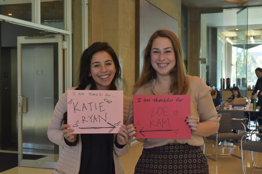 Just before Thanksgiving, students told us about the things that inspired gratitude. For Zoe Kam and Katie Ryan, both '18, it was each other. Just before Thanksgiving, students told us about the things that inspired gratitude. For Katie Ryan and Zoe Kam, it was each other.