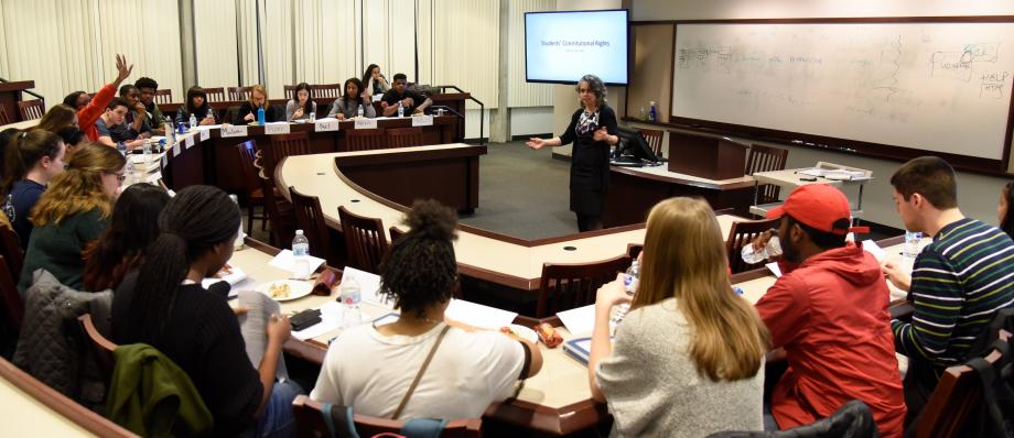 Students listen to Professor Buss in the classroom