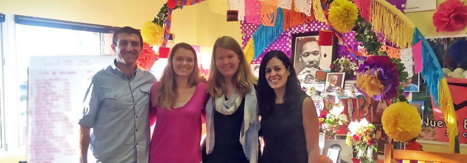 Eian Katz, '18, Marcela Barba, '19, Alli Hugi, '18, and Claudia Flores, a clinical professor and the clinic's director