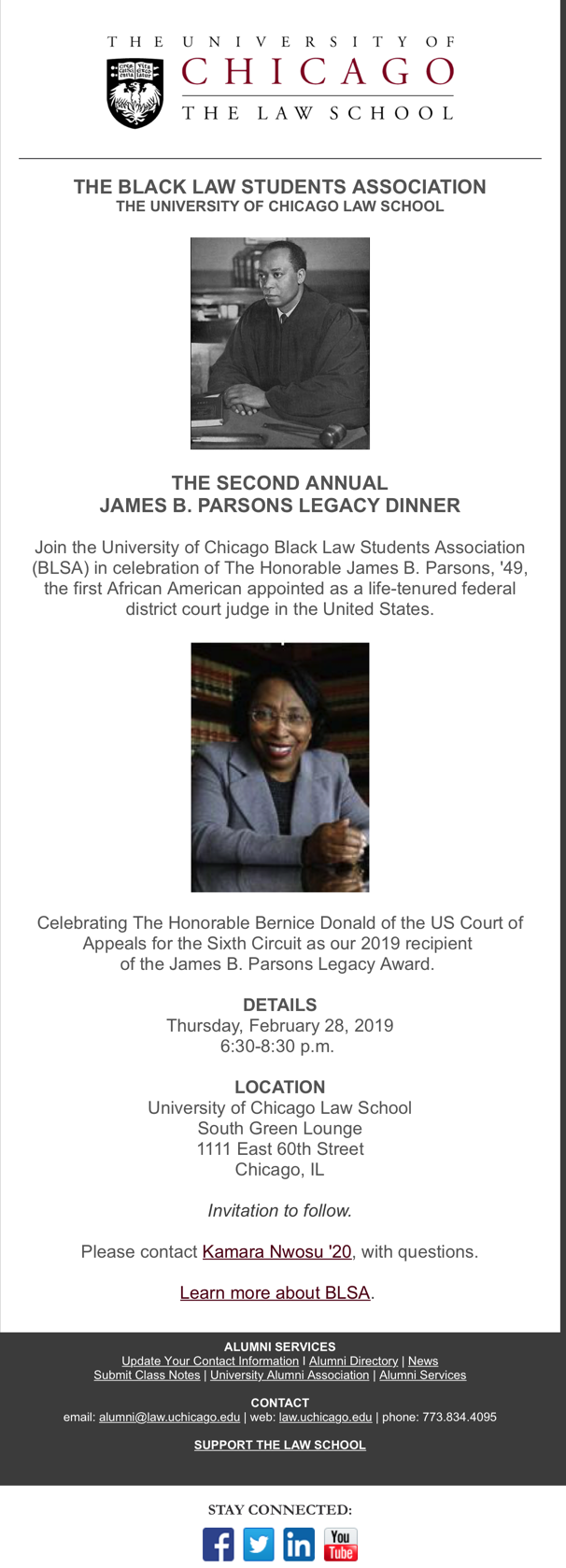 Invitation to Parsons Dinner