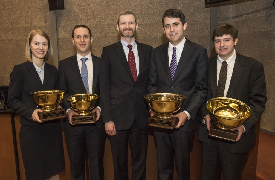 Welch, Mitchell, Hazel, and Yarnell celebrate with Dean Thomas J. Miles. Congratulations to all the participants!