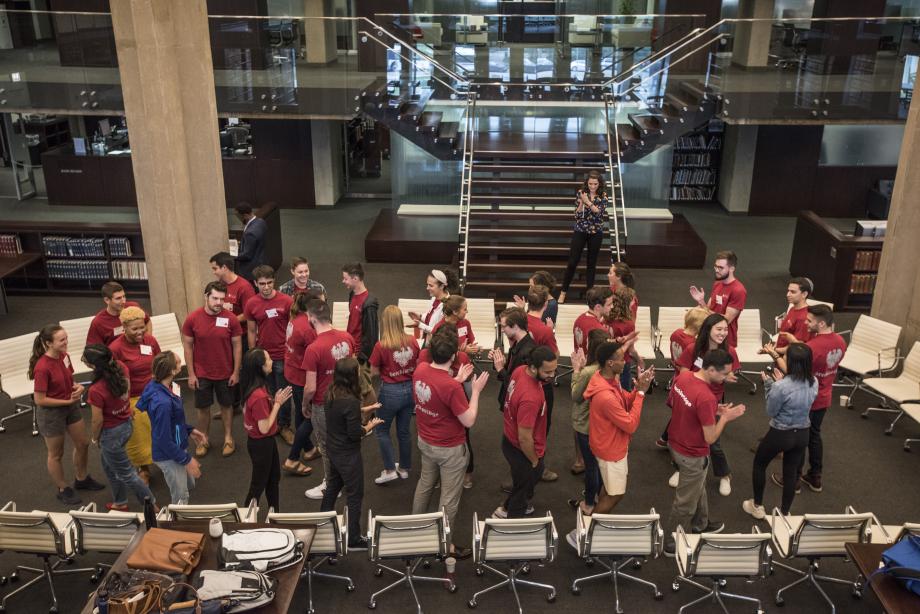 On the second day of Orientation, students participated in "Hearing One Another," a program designed to teach students to listen and communicate effectively across differences.