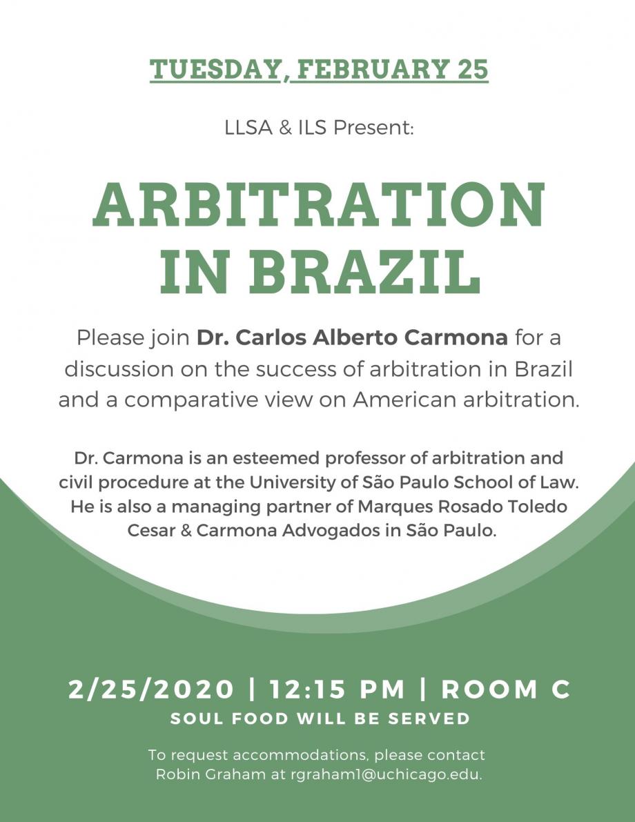Please join Dr. Carlos Alberto Carmona for a discussion on the success of arbitration in Brazil and a comparative view on American arbitration. Dr. Carmona is an esteemed professor of arbitration and civil procedure at the University of São Paulo School of Law. He is also a managing partner of Marques Rosado Toledo Cesar & Carmona Advogados in São Paulo.