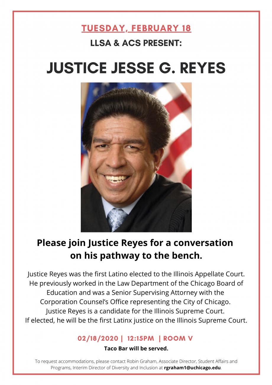 Please join Justice Reyes for a conversation on his pathway to the bench.
