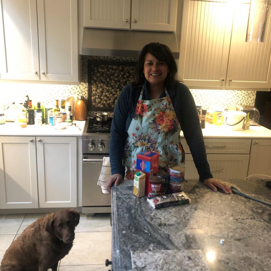 Fairley in her kitchen