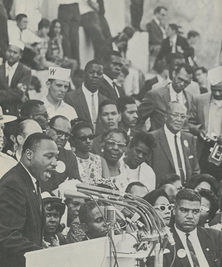 King at the March on Washington with Dickerson in the background