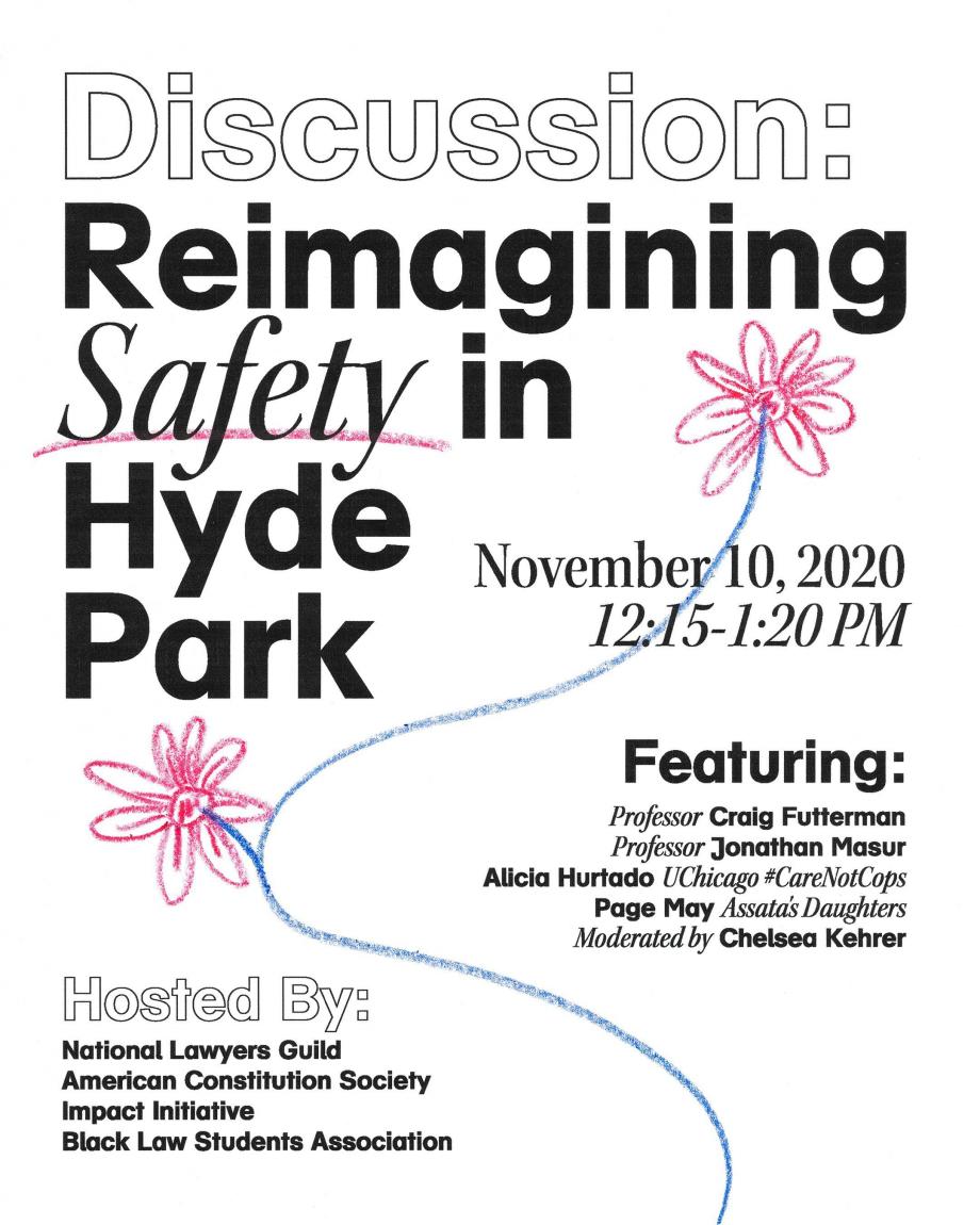 Reimagining Safety in Hyde Park, featuring Craig Futterman, Jonathan Masur, Alicia Hurtado, and Page May