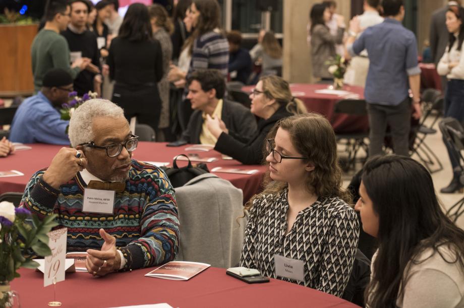 Nearly 200 members of the Law School and surrounding South Side community gathered in the Green Lounge on January 29 for the first annual Impact Initiative Community Dinner, a student-organized event designed to build and strengthen relationships between South Side leaders and the Law School community.