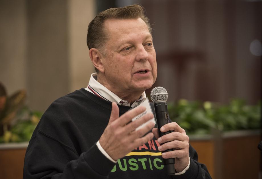 The Rev. Dr. Michael Pfleger urged students to get involved in the community and reflected on the many effects the University of Chicago has on the surrounding neighborhoods. He spoke about the challenges of gun violence, gang activity, unsatisfactory policing, and lack of investment in his community. He and the Saint Sabina Church, where he is senior pastor, have a variety of programs to help alleviate these problems. "Father Pfleger’s call to action was a powerful ending to the evening," Crouse said.