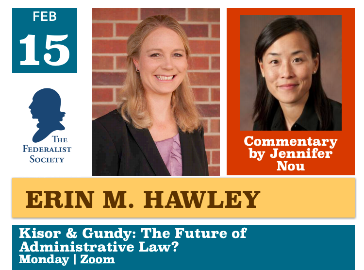 Erin Hawley, Jennifer Nou, and the Federalist Society logo