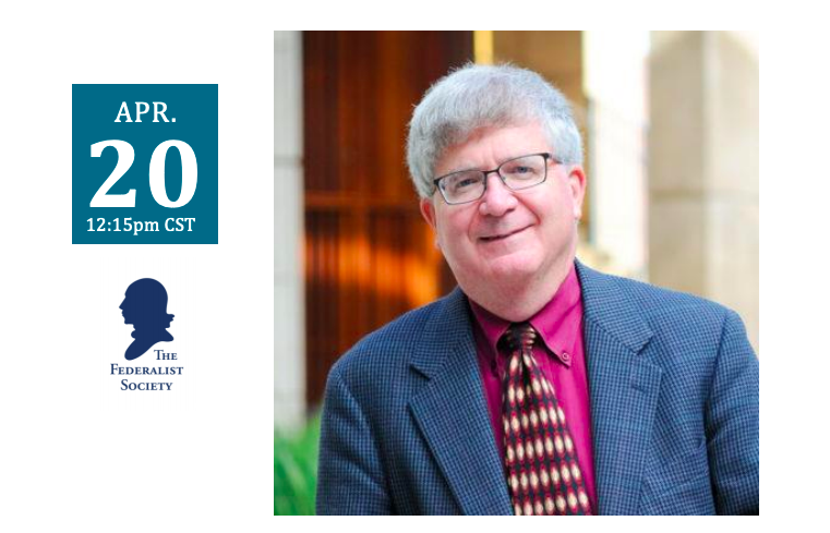 Michael McConnell and the Federalist Society logo