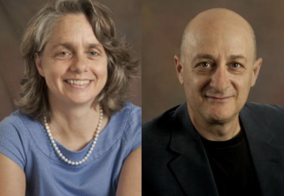 The photo shows an image of Professor Emily Buss on the left and Professor Omri Ben-Shahar on the right.