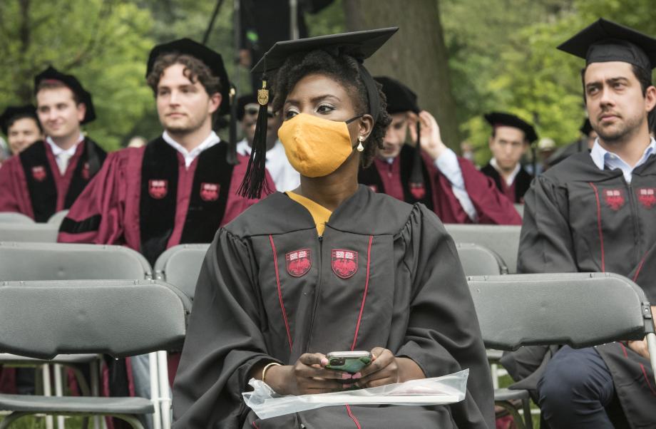 Student listening during the ceremony