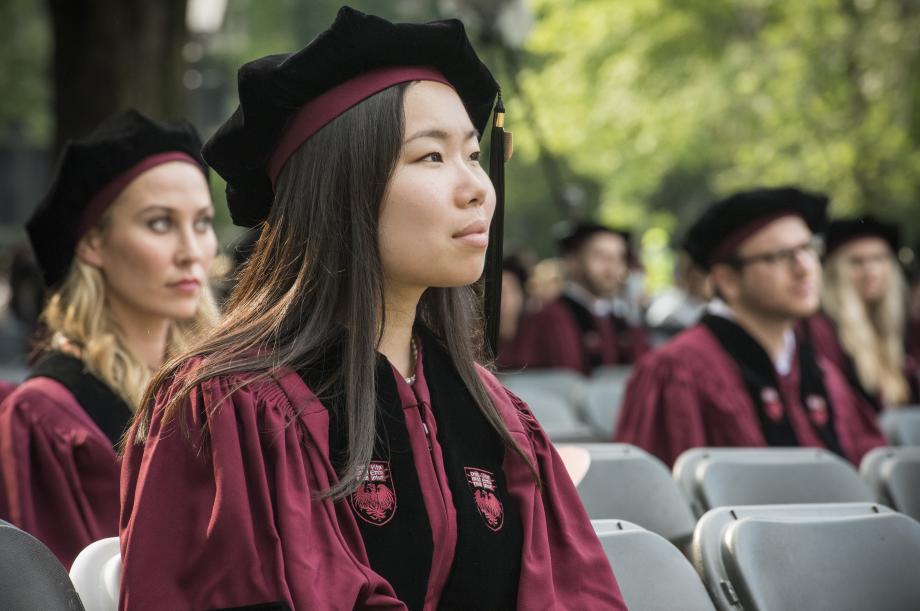 Student listening during the ceremony