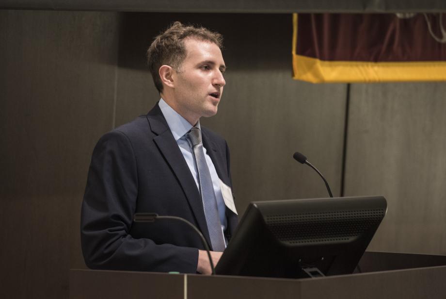 Family Weekend kicked off with a welcome in the auditorium from Christopher Stoj, ’23—an LSA representative who led the LSA committee that helped plan Family Weekend.