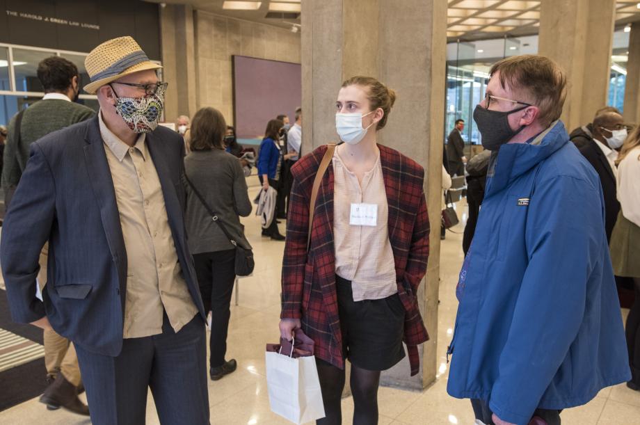 Here, Professor Tom Ginsburg chats with students and visitors.