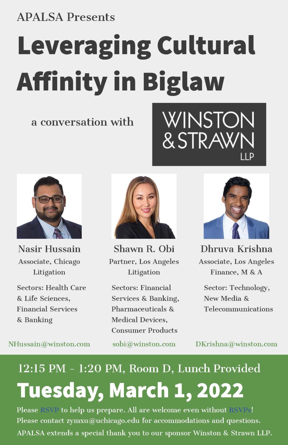 APALSA Presents Leveraging Cultural Affinity in Biglaw with Winston & Strawn LLP