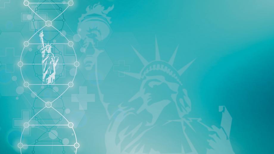 Graphic outline of Statue of Liberty with a DNA strand