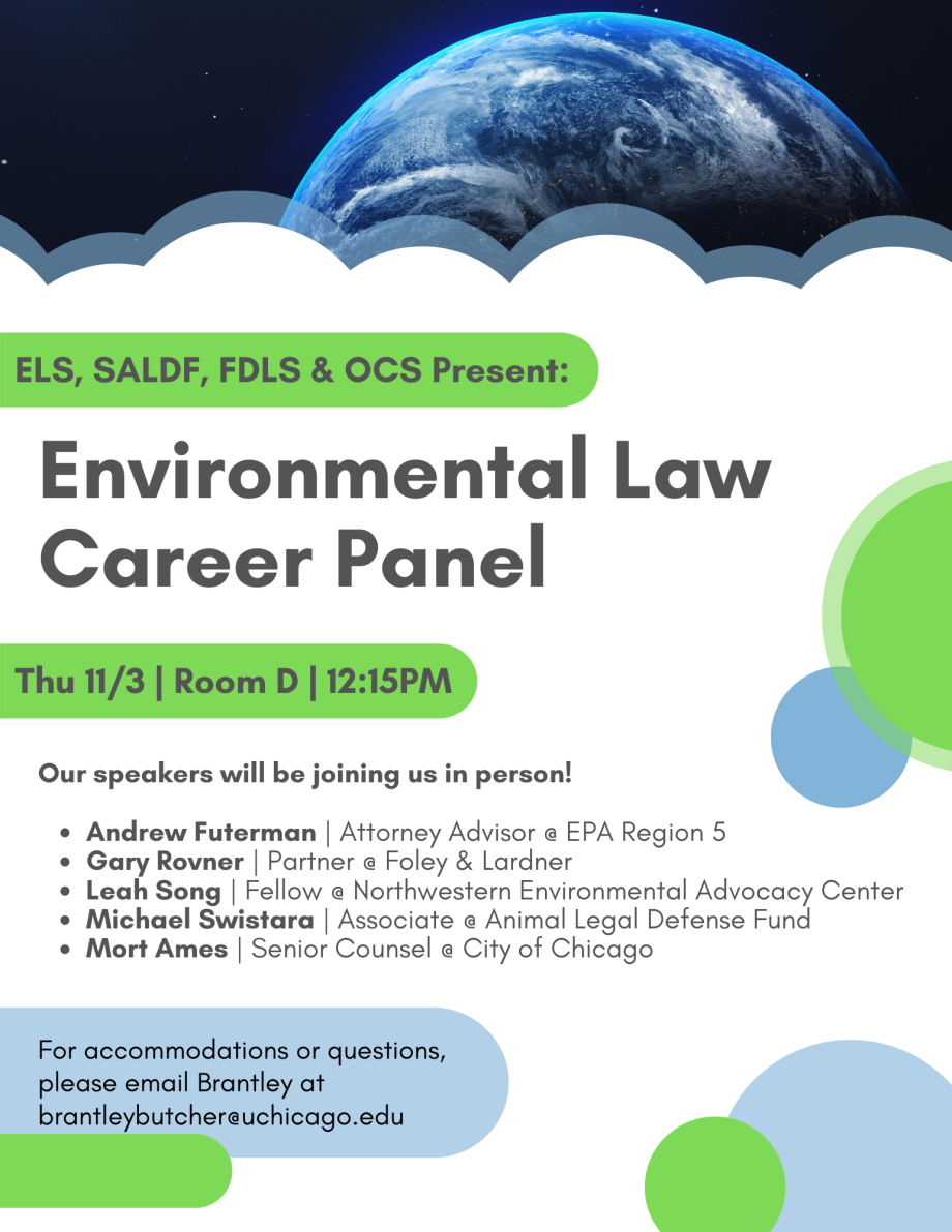 Flyer for Environmental Law Career Panel