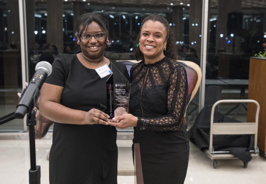 Avera Dorsey, '23, Vice President of BLSA introduced Judge Ross and conferred the Parsons Award. 