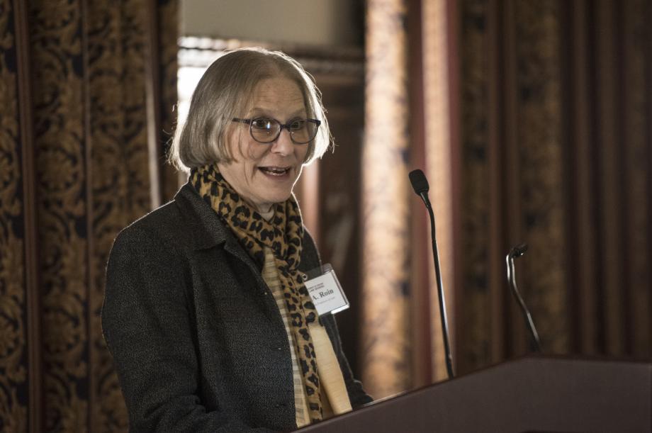 Professor Julie Roin speaks from a podium