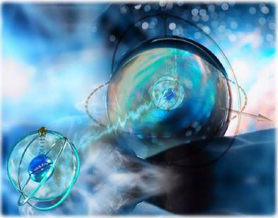 Abstract image of atoms to depict quantum technology