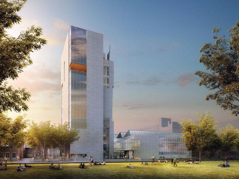 An artist's rendering of the David and Reva Logan Center for Creative and Performing Arts, due to open on March 26, 2012, just two blocks west of the Law School.