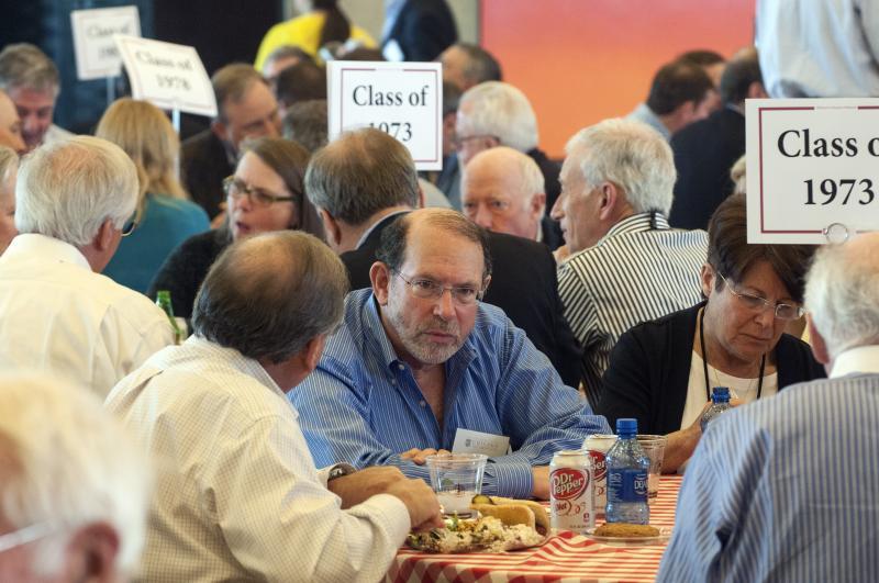 Alumni enjoy lunching in the Green Lounge