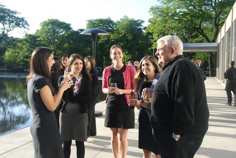 Students chat with Professor Dennis Hutchinson. Students chat with Professor Dennis Hutchinson.