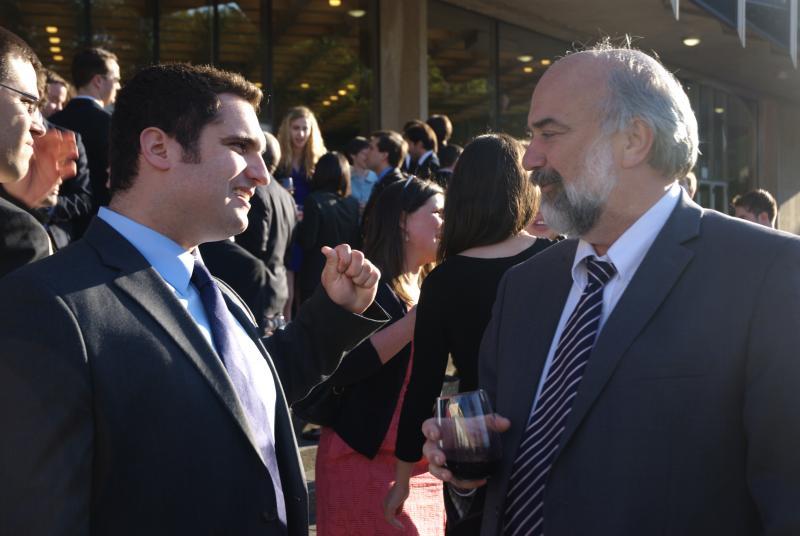 Professor Randall Schmidt and a student before dinner. Professor Randall Schmidt and a student before dinner.