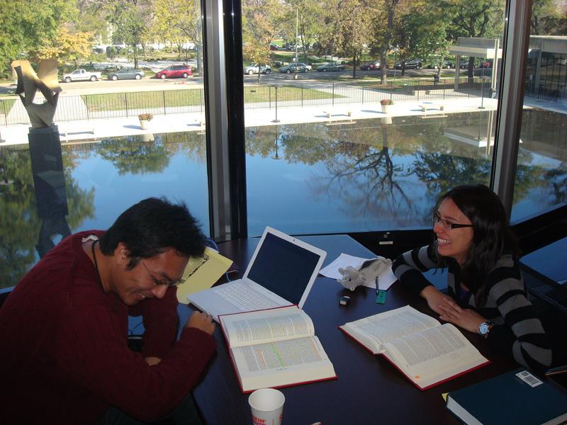 Hard at work in the new D'Angelo Law Library
