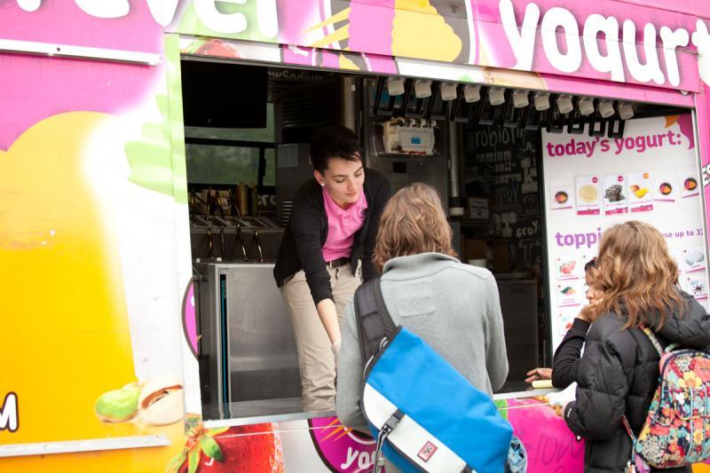Some vendors, such as Forever Yogurt, have brick-and-mortar businesses too.
