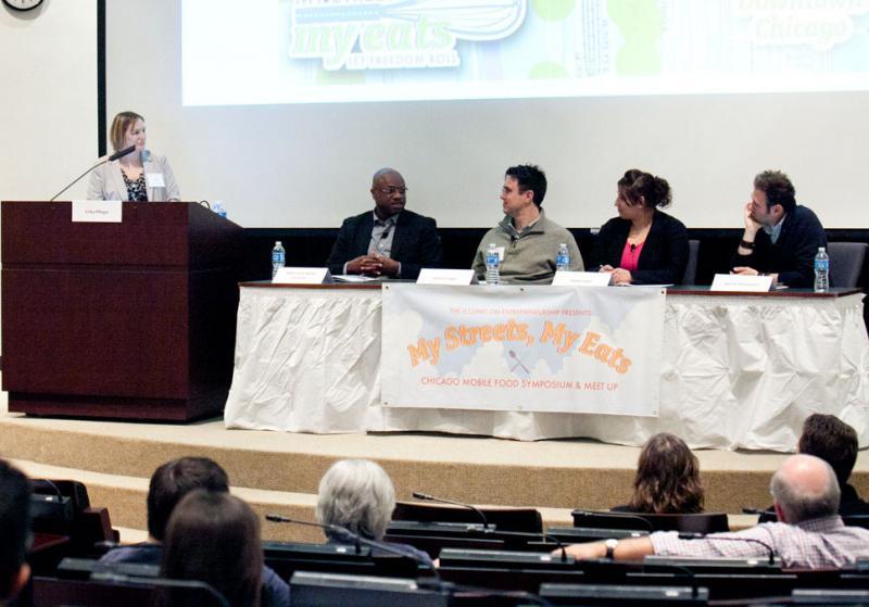 Panelists discuss Chicago's vending laws. 